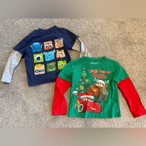 Toddler Boys 3T Disney Pixar Graphic T-Shirts Long Sleeve Cars Christmas